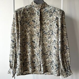 COUNTRY SOPHISTICATES BY PENDLETON ButtonUp Floral Blouse Sz 6 Shoulder Pads LS